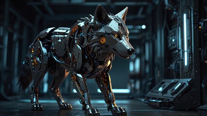 Poster - Cybernetic Wolf: A futuristic robot wolf