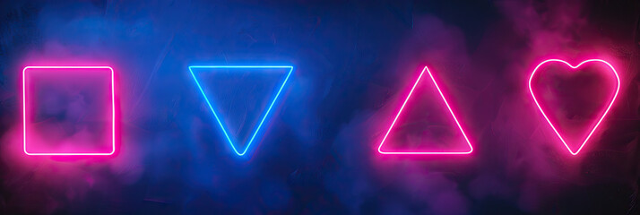 Wall Mural - Neon Signboard: Blue and Pink Abstract Shapes