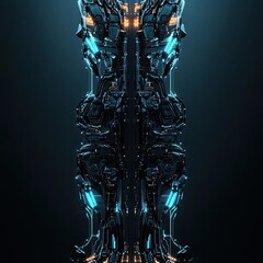 Wall Mural - futuristic metallic structure with glowing blue lights, perfect for technology and sci-fi themes.