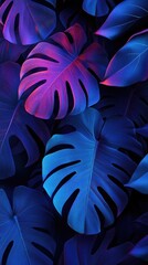 Wall Mural - vibrant blue and purple tropical leaves create a stunning abstract background, perfect for nature-in