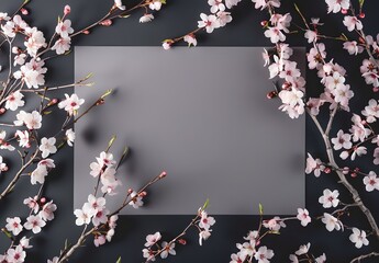 Floral Spring Mockup with Cherry Blossom Frame