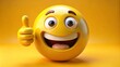 © artisttop - 3d yellow emoji is showing a thumbs up gesture, conveying positivity and approval on a vibrant yellow background