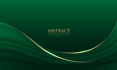 Wall Mural - abstract green gold light luxury wave curve with blank space for text place design modern creative b