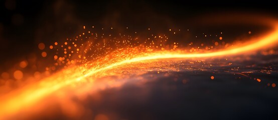 Wall Mural - abstract orange light streak on dark background