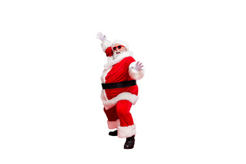 Wall Mural - full length body size view of his he cheerful cheery fat overweight gray-haired bearded man st saint