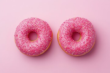 october is breast cancer awareness month. pink donuts top view.