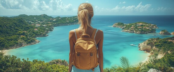 Woman with Backpack Looking