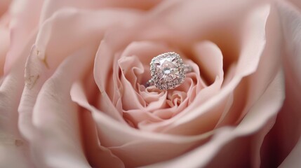 Wall Mural - diamond ring in a rose