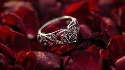 Wall Mural - rose ring on petal