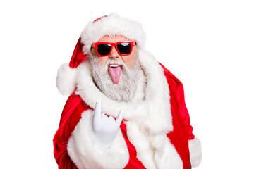 Wall Mural - close-up portrait of his he confident crazy naughty fat overweight plump gray-haired bearded man hav
