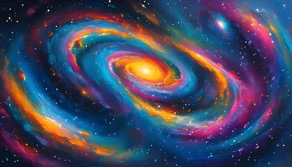 Wall Mural - Vibrant cosmic artwork featuring swirling galaxy patterns in an abstract representation of space