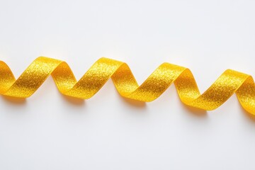 Golden ribbon in wave form on white background