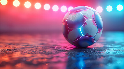 Soccer Ball in Neon Lights 3D Render