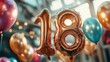 © Pakkarada - Colorful balloons and a shiny '18' balloon for a vibrant birthday celebration.