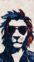 Canvas Print - Cool lion with red sunglasses