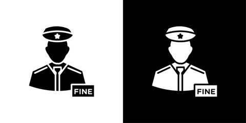 Police officer giving fine icon Isolated flat vector in outline