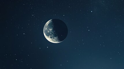 Wall Mural - Crescent moon shining brightly in the night sky