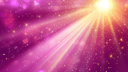 Wall Mural - magical purple pink starburst light effect with sparkling stars