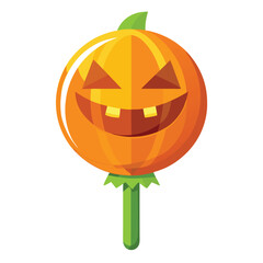 Halloween Pumpkin Lollipop, vector Illustration on white background.