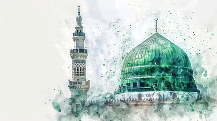 Wall Mural - Watercolor Mosque Dome