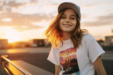 Poster - Picture of young person with a skateboard made with generative AI