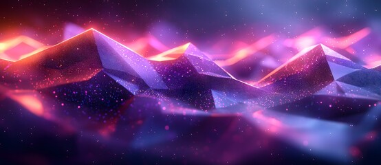Wall Mural - abstract purple and pink geometric background with lights