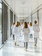 © Salander Studio - people in white lab coats walking down a hallway