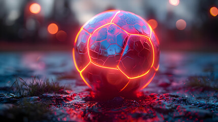 Wall Mural - Glowing Soccer Ball 3D Illustration