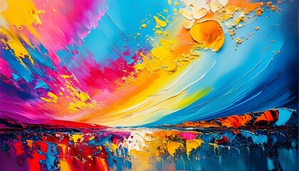 Wall Mural - Vibrant Abstract Art Composition Exploding with Colorful Energy