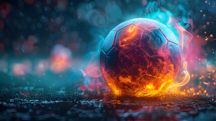 Wall Mural - Fiery Soccer Ball 3D Illustration