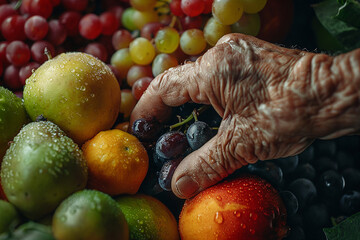 Poster - AI generated photo picture of hand holding ripe fruit