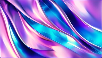 Wall Mural - Vibrant abstract design featuring flowing metallic textures in striking shades of purple and blue