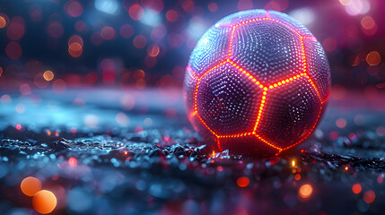 Wall Mural - Futuristic Glowing Soccer Ball 3D Illustration