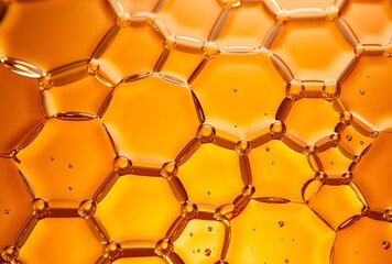 Abstract Orange Oil Bubbles with Hexagon Pattern