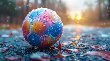 Water Droplets on a Colorful Ball Illustration