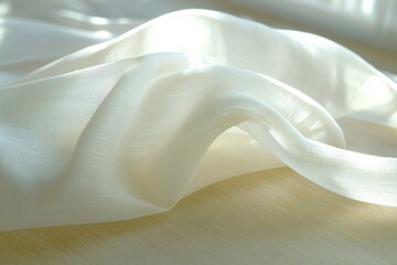 Wall Mural - White Sheer Fabric Draped on a Wood Surface