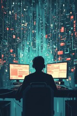 Wall Mural - illustration of data download 