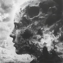 Poster - The Skull and the Sky: A Surreal Portrait of the Mind