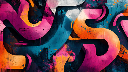 Wall Mural - This creative banner of urban culture mixes graffiti art with city vibes, and element of main concept with solid color background and with large copy space for text. Graffiti Pop. Illustration