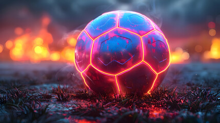 Wall Mural - Futuristic Glowing Soccer Ball 3D Illustration