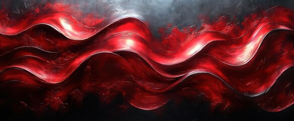 Wall Mural - striking metallic fusion sleek black surface adorned with vibrant red streaks creating a dynamic and