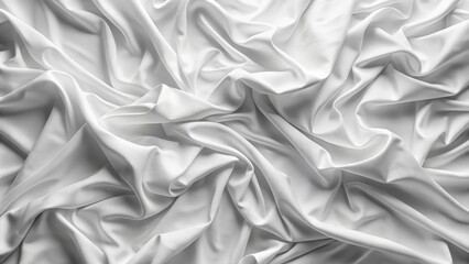 White satin fabric flowing creating abstract shapes background