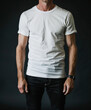 © whoopwhoops - men wearing blank white loopwheeled t shirt, mockup or mock up, template style