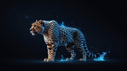 Poster - Cheetah in Blue Flames