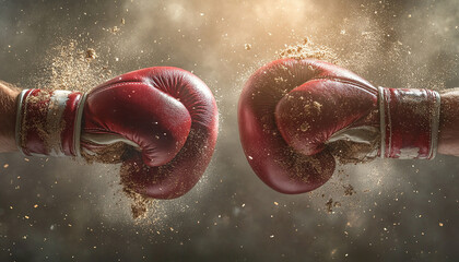 two boxing gloves fighting with dark isolated background generated by AI