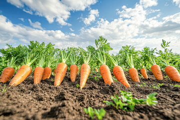 Canvas Print - Freshly Harvested Dirty Carrots in Natural Farm Setting Healthy Eating and Organic Farm Life Concept