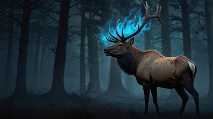 Canvas Print - Mystical Elk in the Enchanted Forest