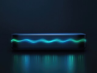 Wall Mural - Futuristic device with glowing wave patterns in low light