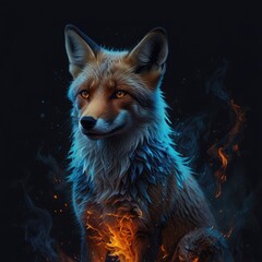 Sticker - Fiery Fox in a Mystical Fog