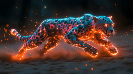 Wall Mural - Cybernetic Cheetah 3D Illustration